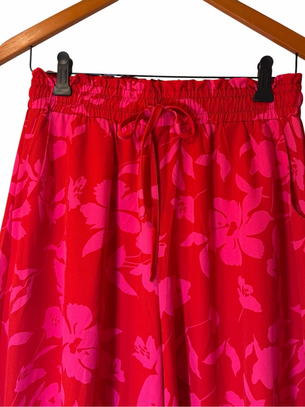 Pretty Garden Pink Tropical Wide Leg Palazzo Pants Beach Pull On Women M NEW - Picture 4 of 7